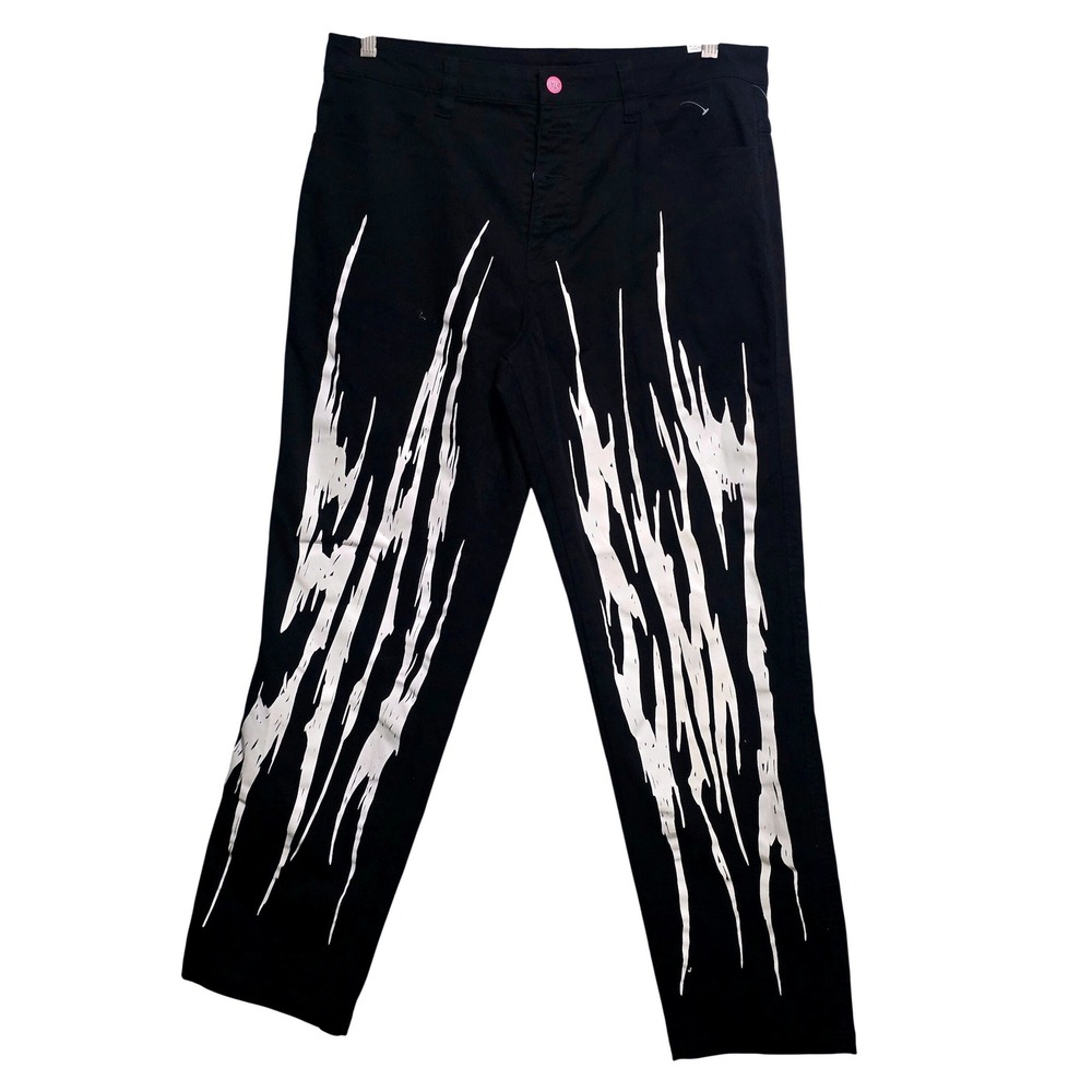 Salem7 Mens Black Graphic Claw Mark Streetwear Denim Pants  Straight Leg Sz 34